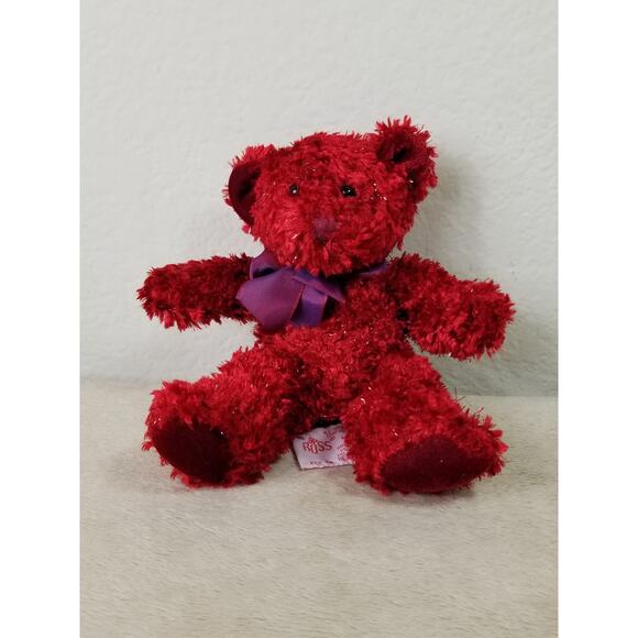 Russ Berrie Sizzles Red Bear Valentine's Day 8" Stuffed Animal Plush Vintage - Picture 1 of 7